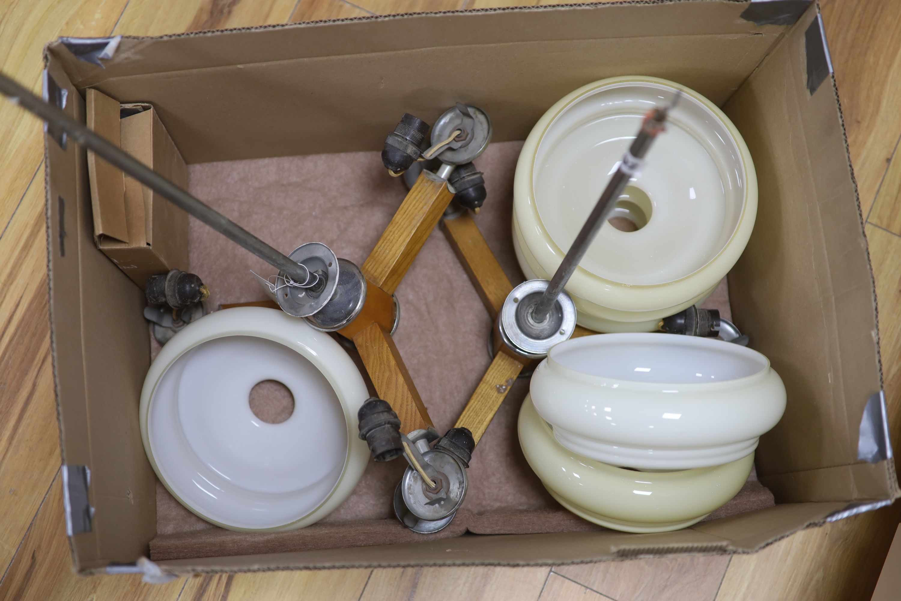 A pair of 1930s chrome yellow glass ceiling lights